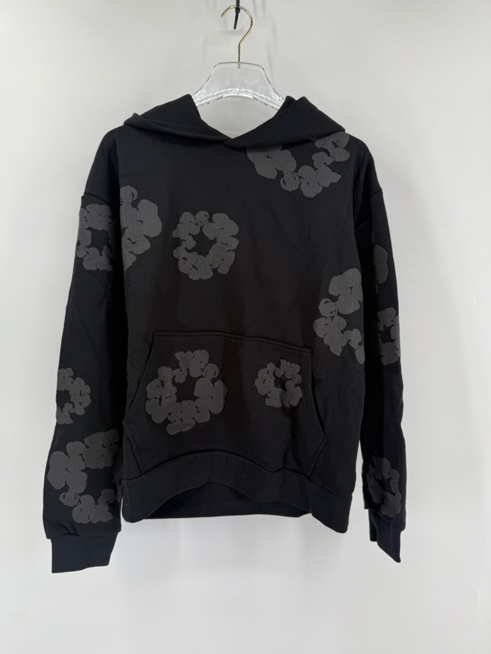 Denim Tears Monochrome Black Cotton Wreath hoodie size small NWT